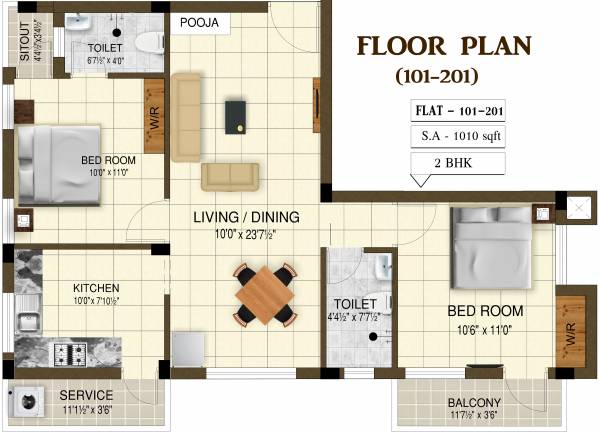 Kamalam Divine (2BHK+2T (1,010 sq ft) + Pooja Room 1010 sq ft)