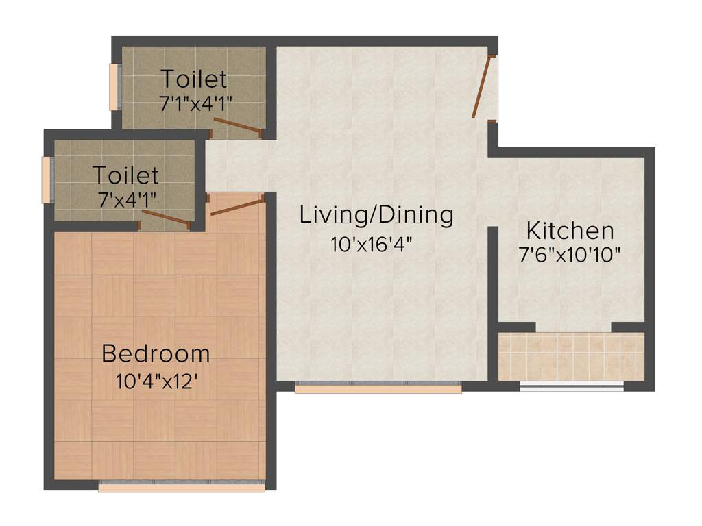 Srishti Harmony III Phase 1 (1BHK+1T (444.01 sq ft) 444.01 sq ft)