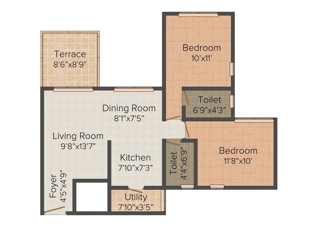 Darode Bharatshree (2BHK+2T (609.99 sq ft) 609.99 sq ft)