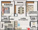 Balaji Ashirvaad Elite (2BHK+2T (1,125 sq ft) 1125 sq ft)  Balaji Ashirvaad Elite (2BHK+2T (1,125 sq ft) 1125 sq ft)