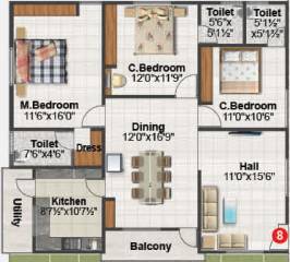  Balaji Ashirvaad Elite (3BHK+3T (1,510 sq ft) 1510 sq ft)