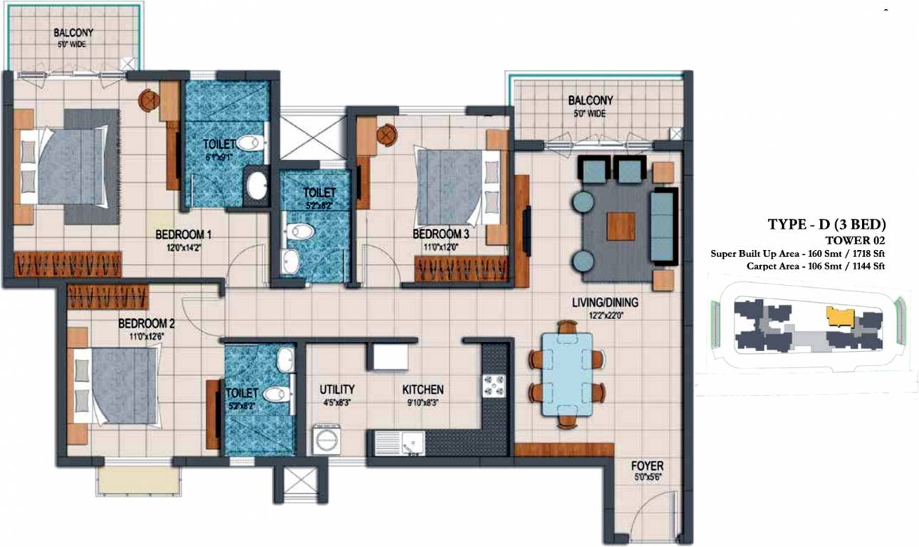 Prestige Dolce Vita (3BHK+3T (1,718 sq ft) 1718 sq ft) Prestige Dolce Vita (3BHK+3T (1,718 sq ft) 1718 sq ft)