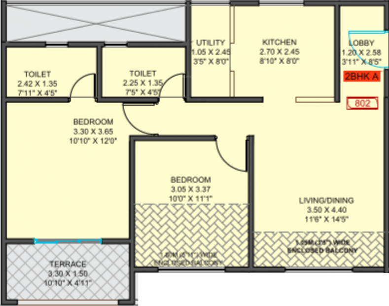 Samartha 41 Estera Phase 2 (2BHK+2T (520.65 sq ft) 520.65 sq ft)