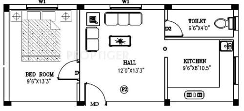 584 Sq Ft 1 Bhk Floor Plan Image Sakthivel Rain Shower Available
