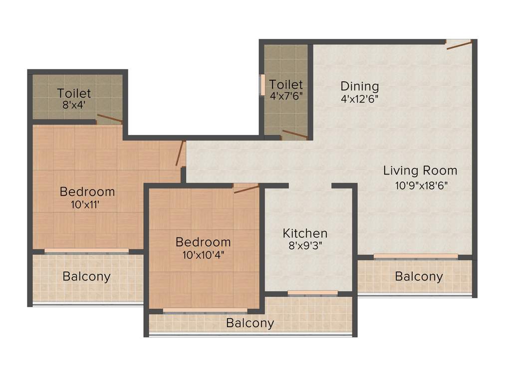 Richa Bougainvillea (2BHK+2T (767.90 sq ft) 767.9 sq ft)