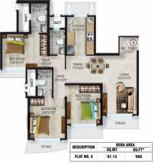 Romell Aether Tower B2 (3BHK+3T (980 sq ft) 980 sq ft) Romell Aether Tower B2 (3BHK+3T (980 sq ft) 980 sq ft)