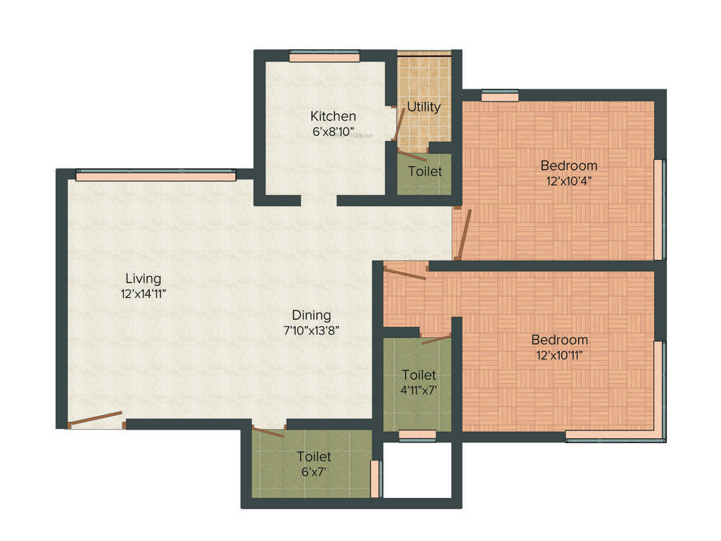 HPA Basil Residency (2BHK+2T (747.98 sq ft) 747.98 sq ft)