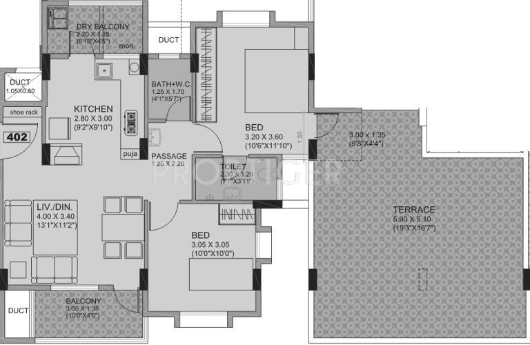 RB Silver Nest (2BHK+2T (1,061 sq ft) 1061 sq ft) RB Silver Nest (2BHK+2T (1,061 sq ft) 1061 sq ft)