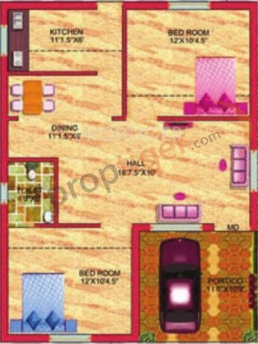 Everest Property Developers Dhana Selvi Garden Floor Plan (2BHK+2T)