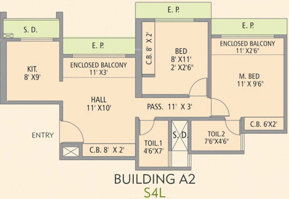 Gajra Bhoomi Lawns Phase II (2BHK+2T (621 sq ft) 621 sq ft)