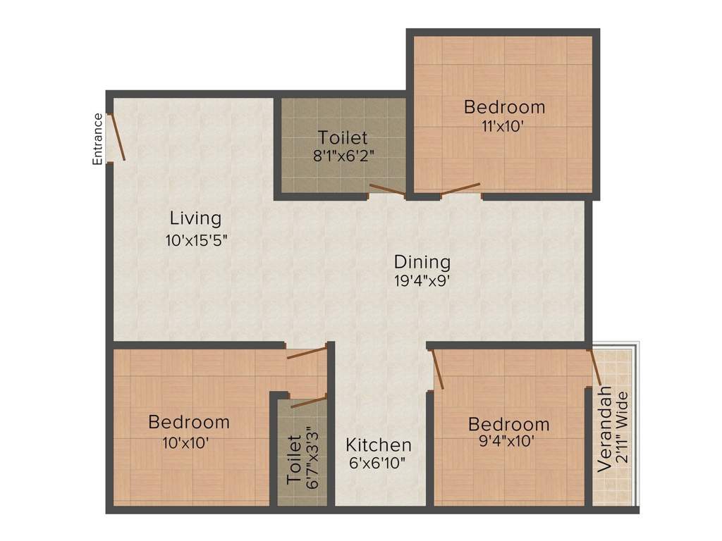 Cancun Sun Plaza 2 (3BHK+3T (1,184 sq ft) 1184 sq ft)