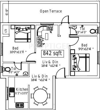 Suprabhatham Thillai Ganga Nagar (2BHK+2T (842 sq ft) 842 sq ft)