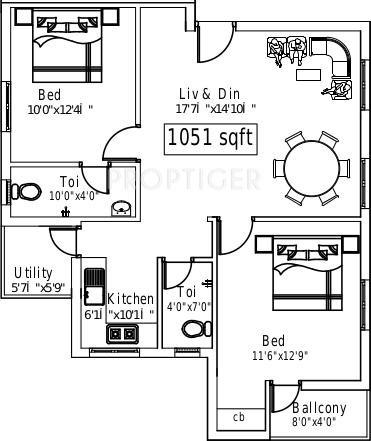 Suprabhatham Thillai Ganga Nagar (2BHK+2T (1,051 sq ft) 1051 sq ft)