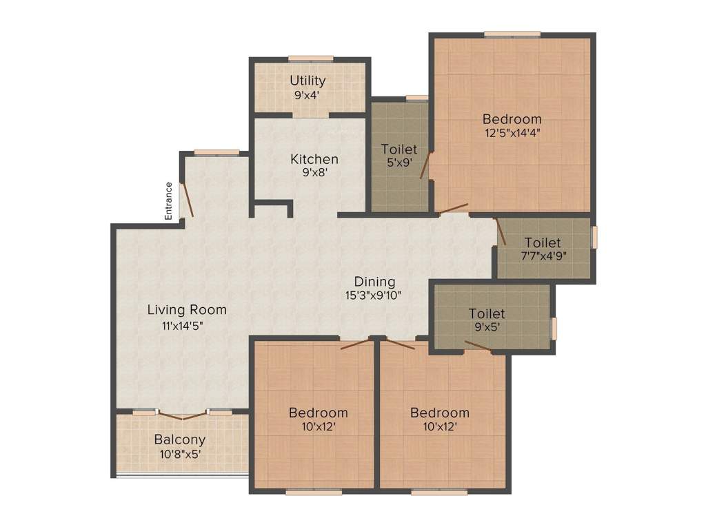 Landmark Ayna (3BHK+3T (1,534 sq ft) 1534 sq ft)