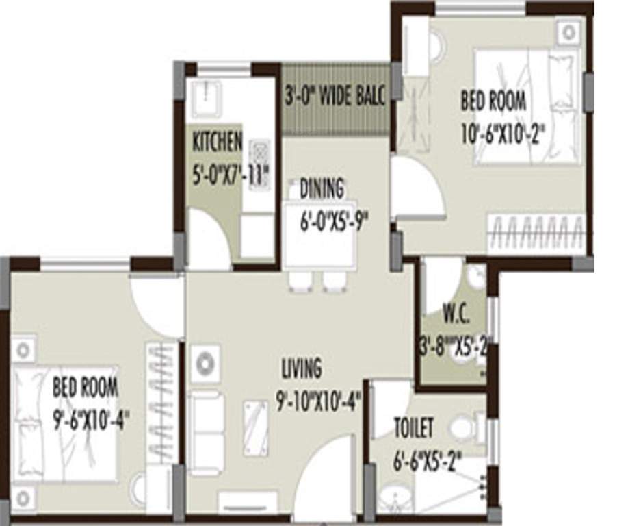 Newtown Grand (2BHK+2T (650 sq ft) 650 sq ft)