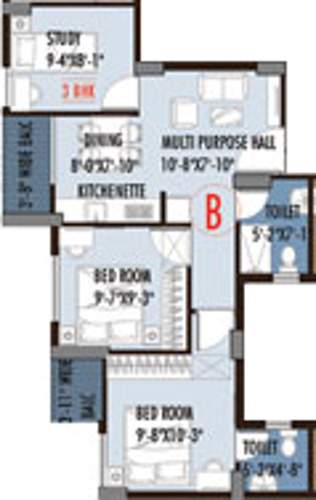 Newtown Grand (2BHK+2T (790 sq ft) + Study Room 790 sq ft)
