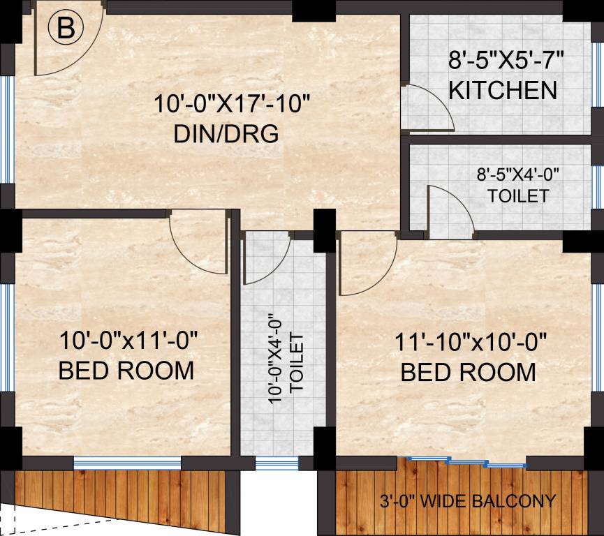 Realtech Hijibiji (2BHK+2T (818 sq ft) 818 sq ft)