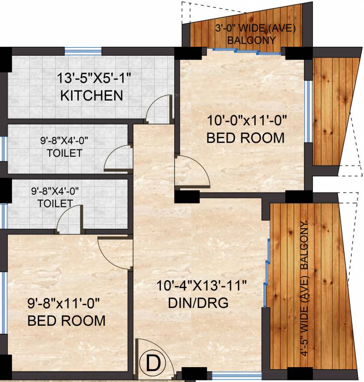 Realtech Hijibiji (2BHK+2T (900 sq ft) 900 sq ft)