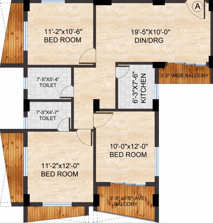 Realtech Hijibiji (3BHK+2T (1,199 sq ft) 1199 sq ft)