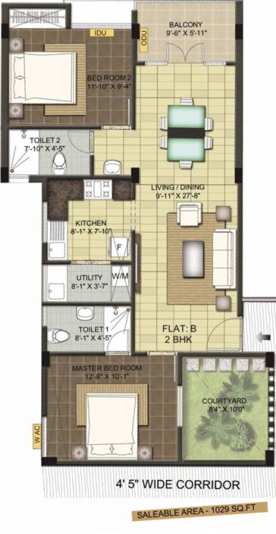 Ramaniyam Chaitanya (2BHK+2T (1,029 sq ft) 1029 sq ft)