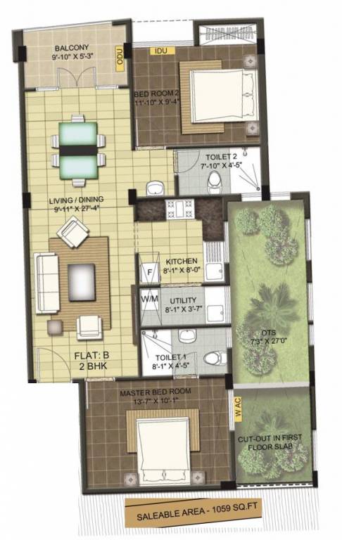 Ramaniyam Chaitanya (2BHK+2T (1,059 sq ft) 1059 sq ft)