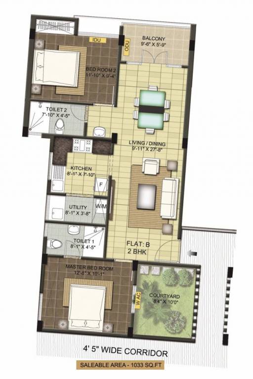 Ramaniyam Chaitanya (2BHK+2T (1,033 sq ft) 1033 sq ft)
