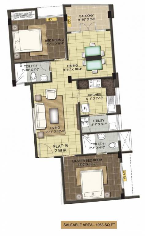 Ramaniyam Chaitanya (2BHK+2T (1,063 sq ft) 1063 sq ft)