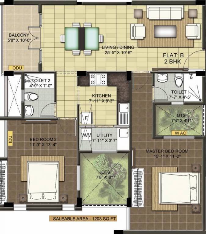 Ramaniyam Chaitanya (2BHK+2T (1,203 sq ft) 1203 sq ft)