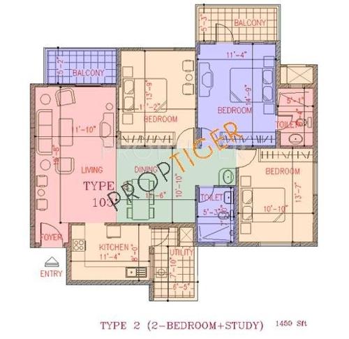 NCC Nagarjuna Green Ridge (2BHK+2T (1,450 sq ft) Study Room 1450 sq ft) NCC Nagarjuna Green Ridge (2BHK+2T (1,450 sq ft) Study Room 1450 sq ft)