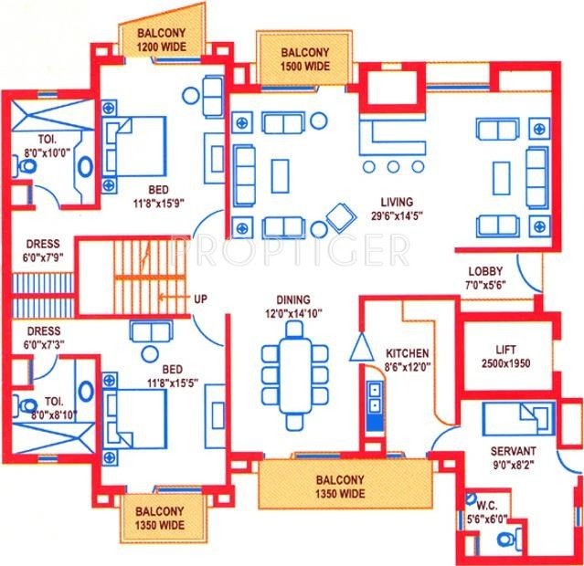 Suncity Heights (4BHK+4T (4,175 sq ft)   Servant Room 4175 sq ft)