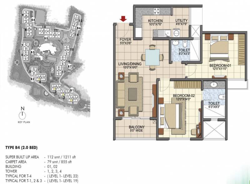 Prestige Song Of The South (2BHK+2T (1,211 sq ft) 1211 sq ft)