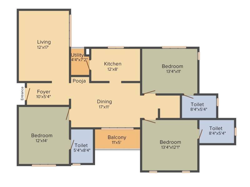 Appaswamy Trellis South Phase (3BHK+3T (1,891 sq ft) + Pooja Room 1891 sq ft)