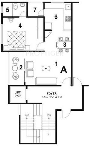 Saumya Amrashagun View Floor Plan (1BHK+1T)