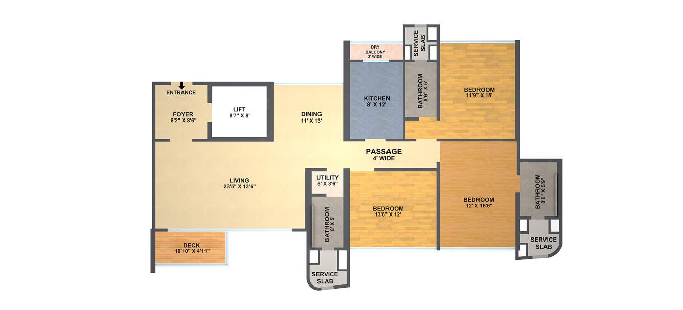 Tridhaatu Kshitij (3BHK+3T (1,386.28 sq ft) 1386.28 sq ft)