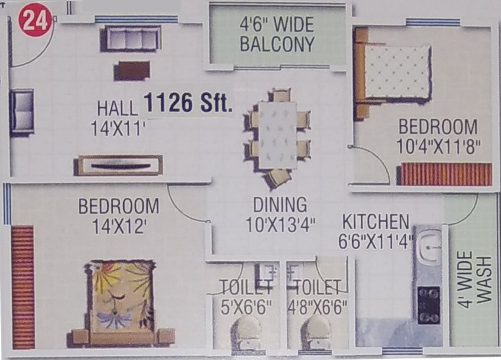 SVS Signature (2BHK+2T (1,126 sq ft) 1126 sq ft)
