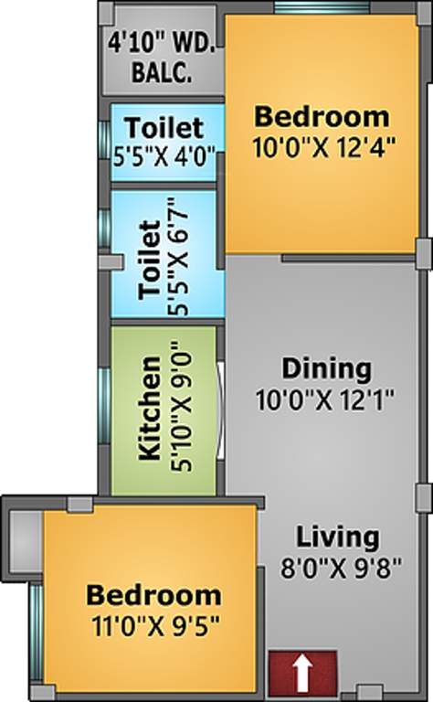 Rishi Enclave (2BHK+2T (808 sq ft) 808 sq ft)