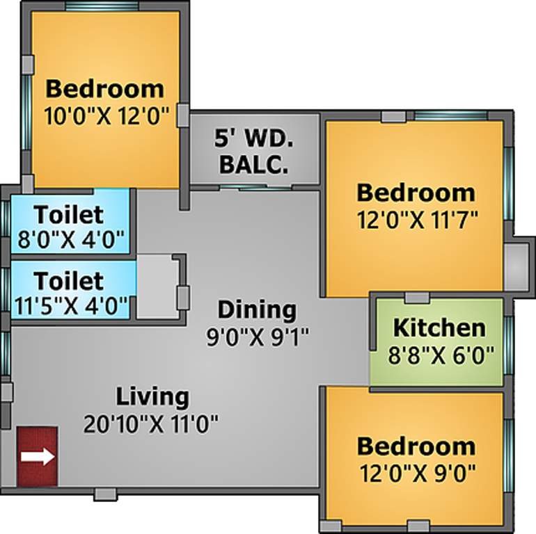Rishi Enclave (3BHK+3T (1,254 sq ft) 1254 sq ft)