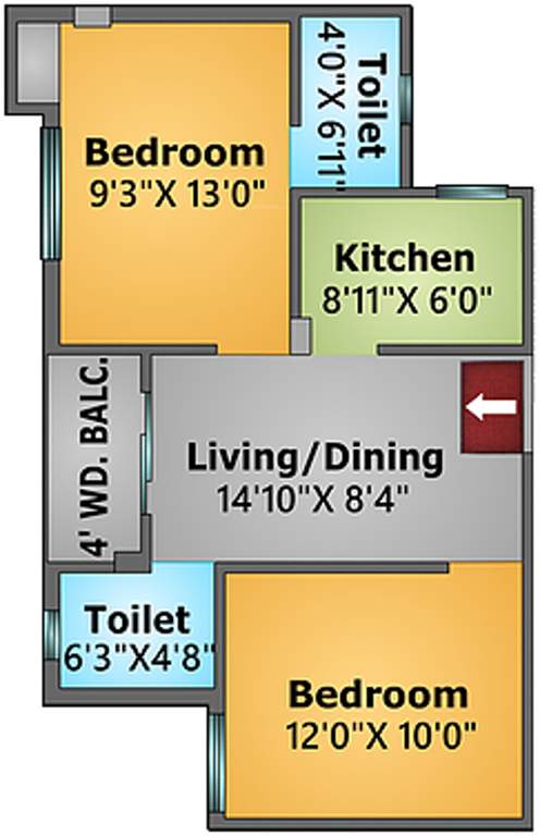 Rishi Enclave (2BHK+2T (733 sq ft) 733 sq ft)