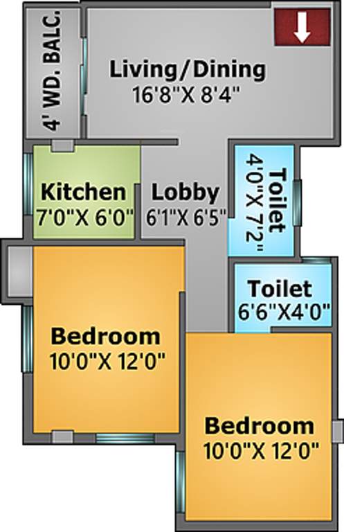 Rishi Enclave (2BHK+2T (802 sq ft) 802 sq ft)