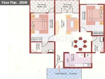 Gopalan Gardenia (2BHK+2T (1,260 sq ft) 1260 sq ft)