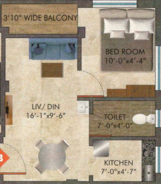 Basuki KGN Apartment (1BHK+1T (454 sq ft) 454 sq ft)