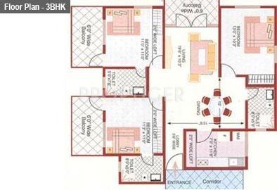 Gopalan Gardenia (3BHK+3T (1,760 sq ft) 1760 sq ft)
