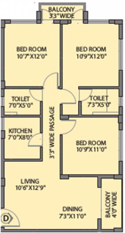 Bagaria Pravesh (3BHK+2T (1,189 sq ft) 1189 sq ft)