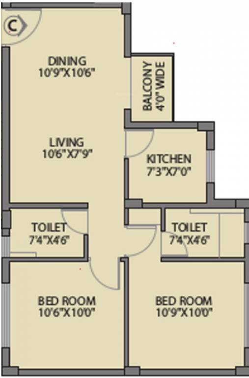 Bagaria Pravesh (2BHK+2T (843 sq ft) 843 sq ft)