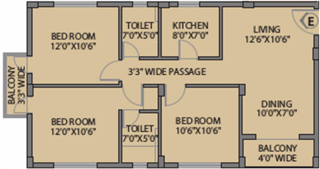 Bagaria Pravesh (3BHK+2T (1,175 sq ft) 1175 sq ft)