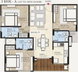 Purple Symphonia (3BHK+3T (903.95 sq ft) 903.95 sq ft)