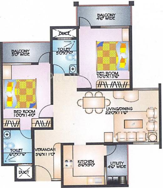 Ittina Abha (2BHK+2T (1,152 sq ft) 1152 sq ft)