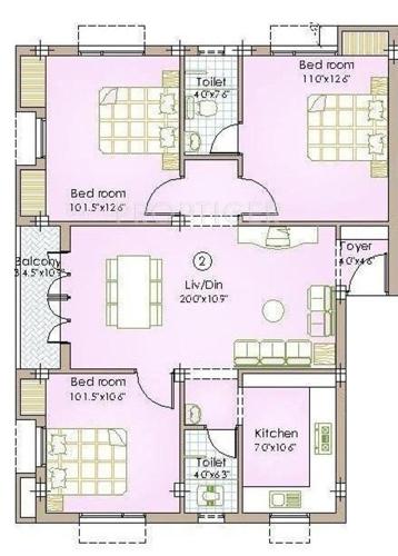 Pushkar Akshaya (3BHK+2T (1,125 sq ft) 1125 sq ft)