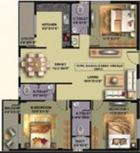 Wise Legend Ornate (3BHK+3T (1,445 sq ft) 1445 sq ft)