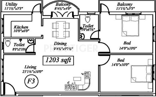Suprabhatham State Bank Colony Extn (2BHK+2T (1,203 sq ft) 1203 sq ft)